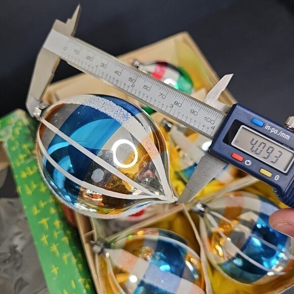 Large East Germany Christmas Ornament 6pc Baubles Oblong Mercury Glass 4" X 2.5" - Picture 8 of 16